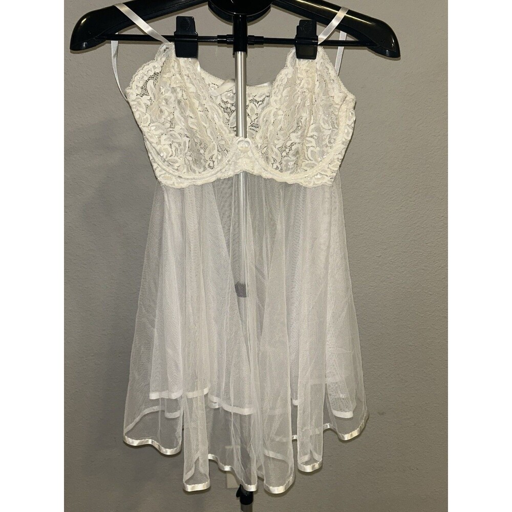 Vintage Intimate Attitudes White Lace Babydoll Chemise Lingerie Y2K Coquette